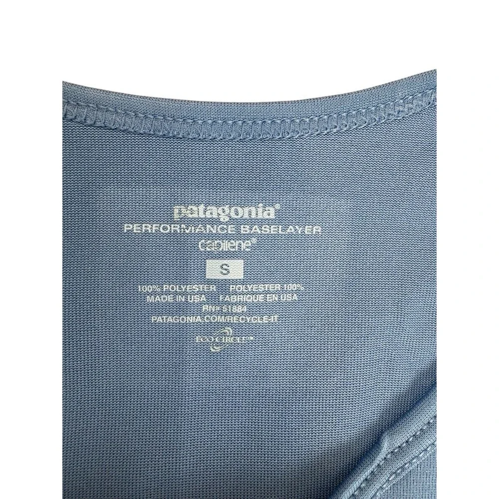 Patagonia Performance Base Layer Capilene Women's S Blue Geometric Long Sleeve